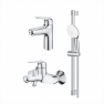 129367 *Араластырғыштар жиынтығы GROHE EuroEco, раковинаға, ваннаға арналған, душ жиынтығымен, хром