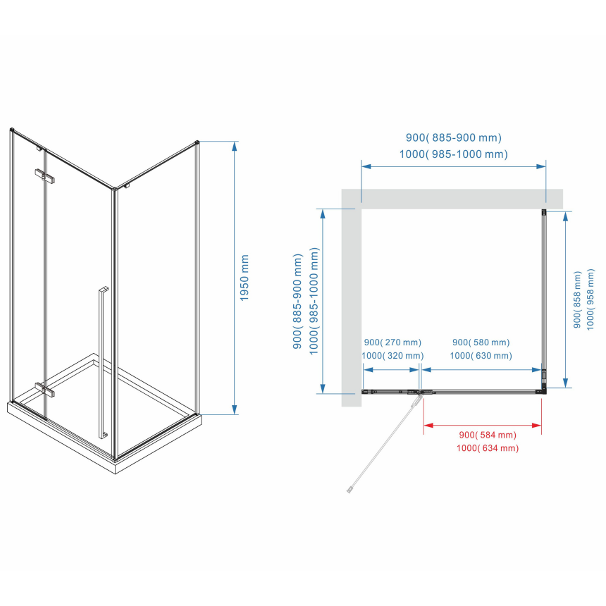 Душевое ограждение Minotti Galaxy 900*900 Chrome