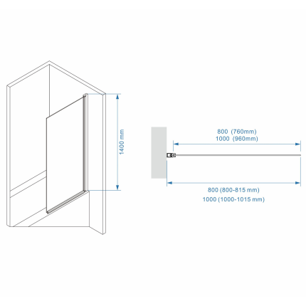 Шторка для ванны Minotti Vetro  1000*1400 gold
