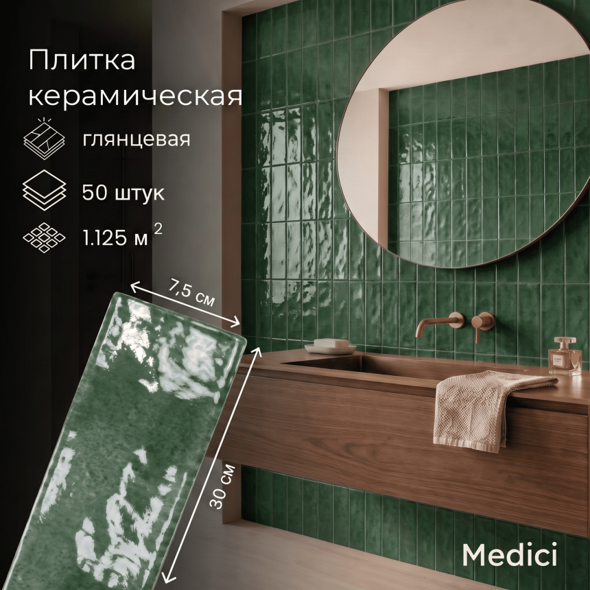 Керамическая плитка M7533F12 emerald green glossy