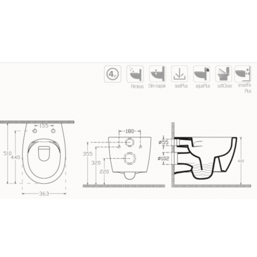 10AR02010SV Унитаз подвесной Isvea Sentimenti без крышки White